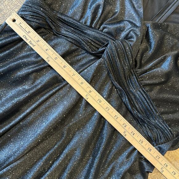 NWT Ever Pretty Women's Sexy V Neck Shiny Evening Dress Black Size 22 - Picture 7 of 10